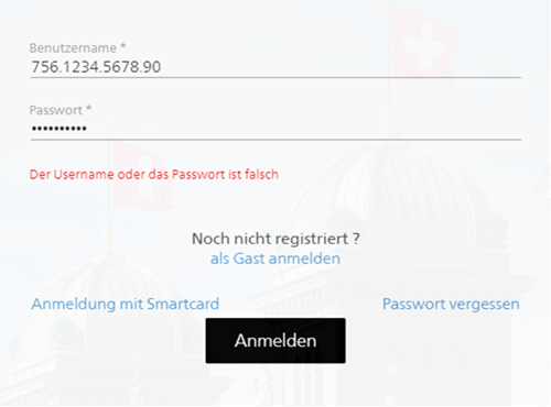 Anmeldung Fehlgeschlagen
